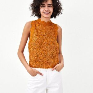 Zara Orange Lace Top - Size M